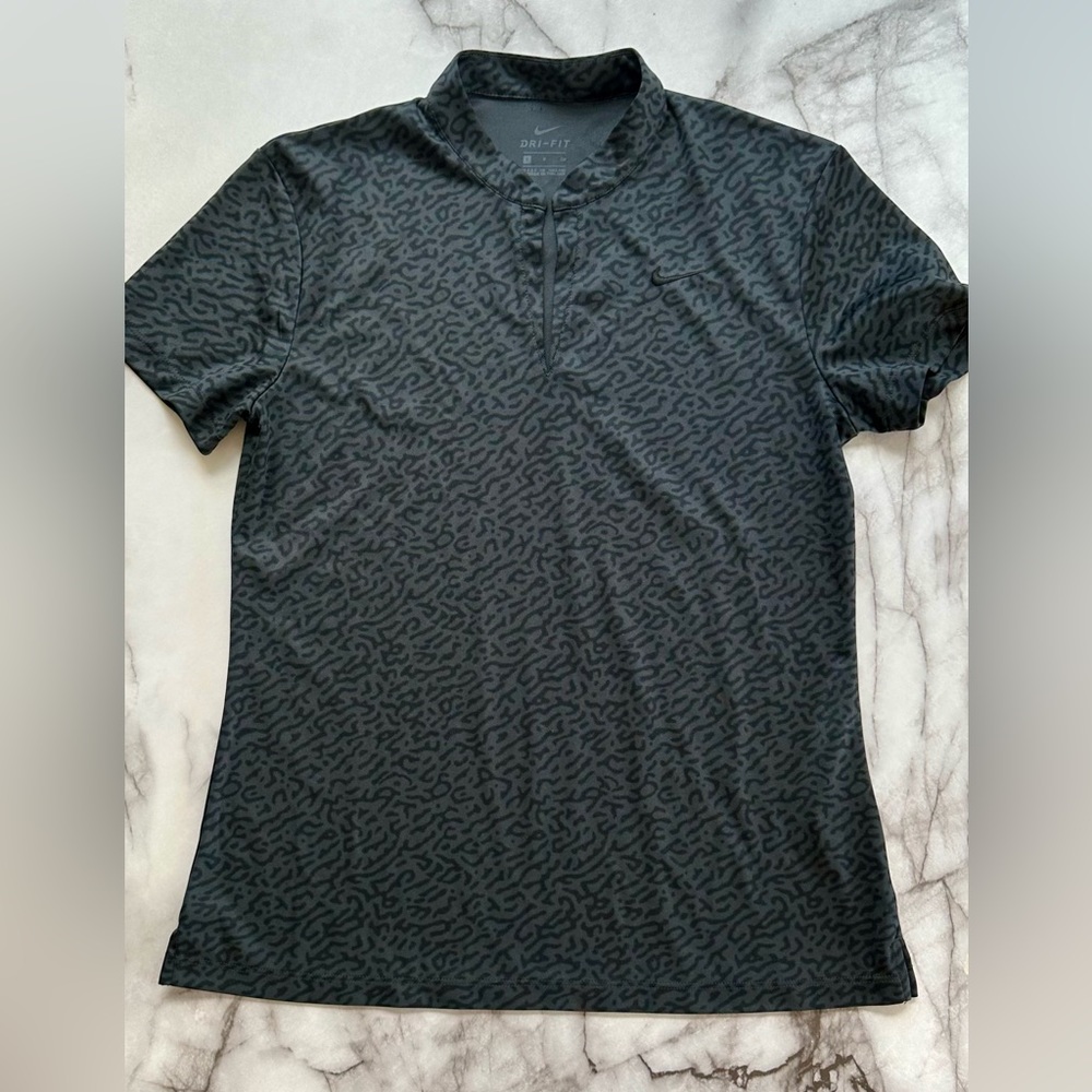 Nike | Black Leopard Dri-Fit Victory Embroidered Notch Neck Polo - Women